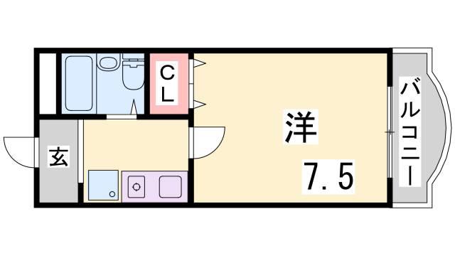 カレッジハイツ(1K/2階)の間取り写真