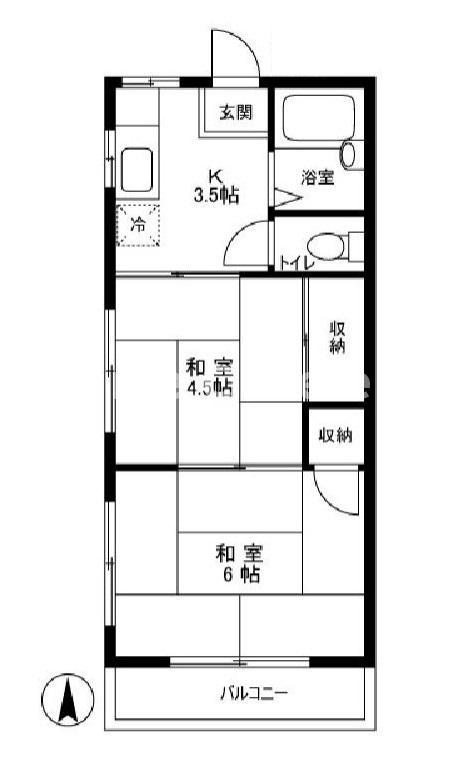 高田コーポ(2K/1階)の間取り写真