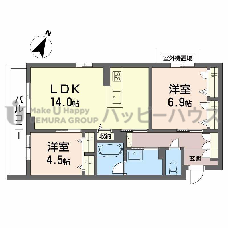 シャーメゾン上大利レジデンス(2LDK/2階)の間取り写真
