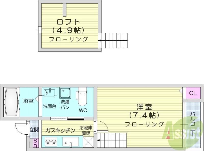 LUNA(1K/1階)の間取り写真