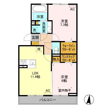 セジュールグリーンなごみ(2LDK/3階)の間取り写真