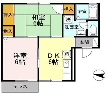 ハイツ井上C(2DK/2階)の間取り写真