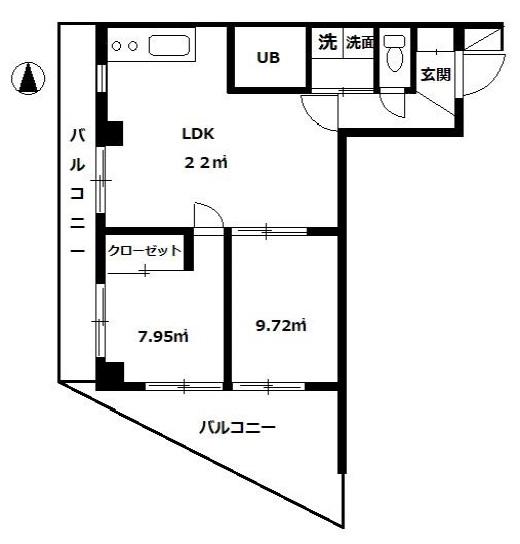 バイク館(2DK/2階)の間取り写真