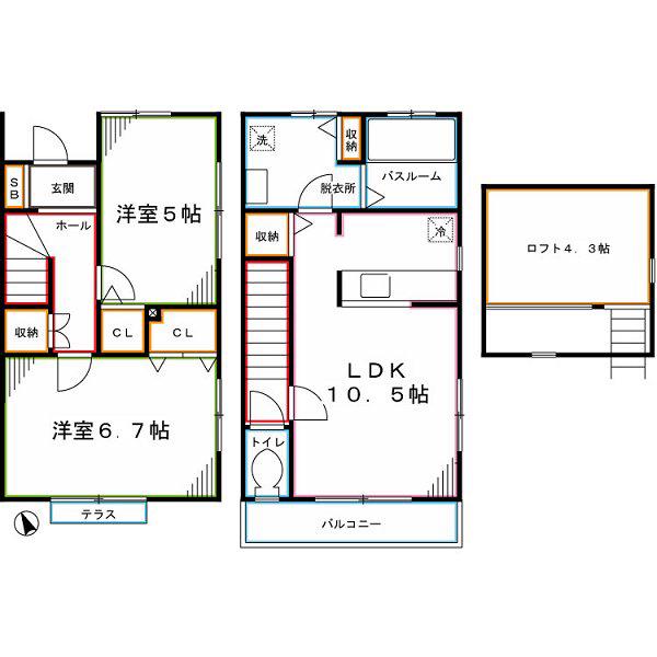 DORF M.J(2LDK/1階)の間取り写真