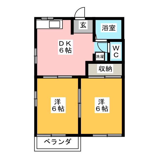 ハイツあさかぜ(2DK/2階)の間取り写真