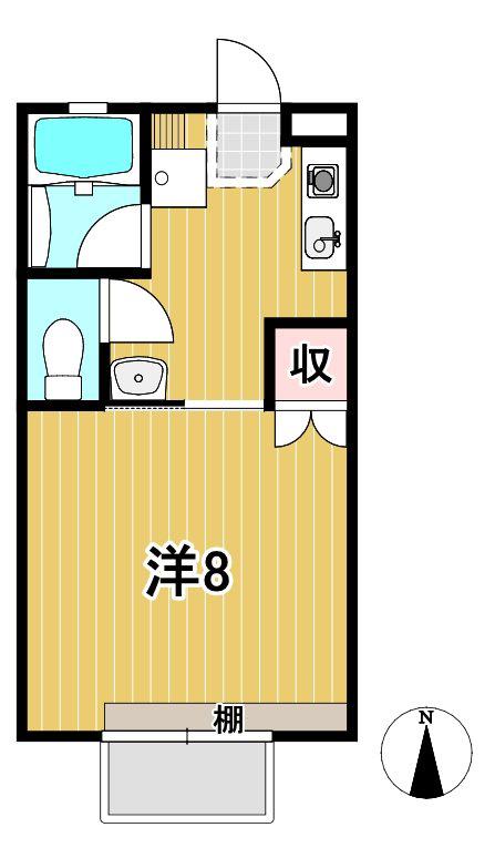 ムートン(1K/1階)の間取り写真