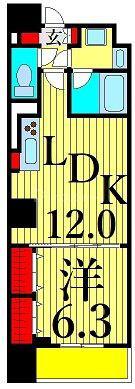 アヴァンタージュ浅草(1LDK/3階)の間取り写真