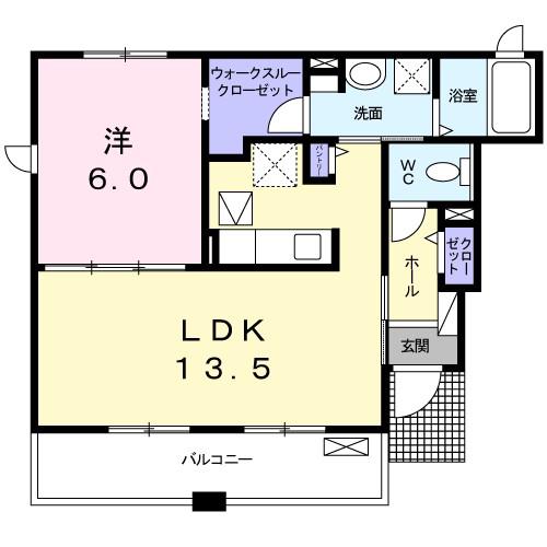 ウエストファイブ(1LDK/1階)の間取り写真