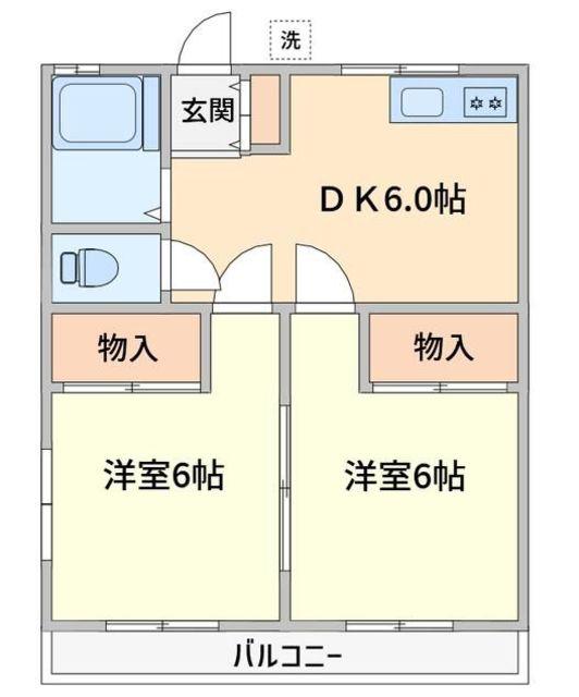 第二佐藤コーポ(2DK/2階)の間取り写真