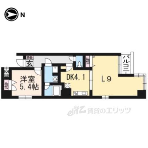 CALM三条通(1LDK/3階)の間取り写真