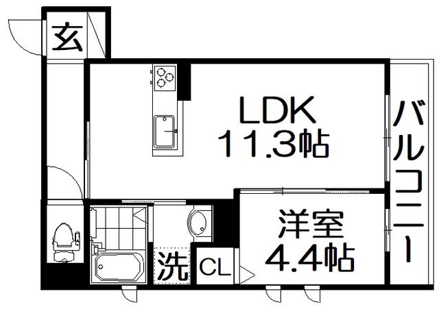 シオン枚方(1LDK/2階)の間取り写真