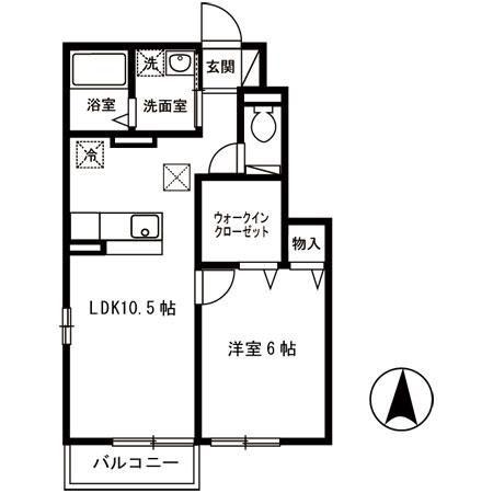 メイユールMSII(1LDK/1階)の間取り写真