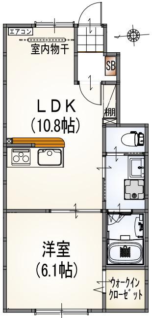 ラハイナ8(1LDK/1階)の間取り写真