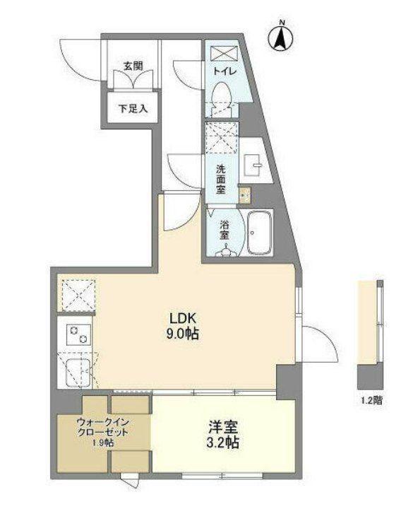 ウェルスクエア西大井(1LDK/3階)の間取り写真