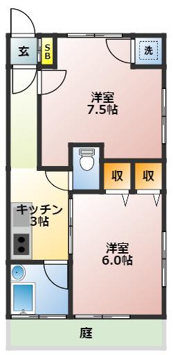 コーポオリエント(2K/1階)の間取り写真