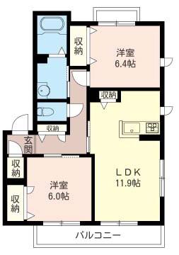 サンパティーク(2LDK/3階)の間取り写真