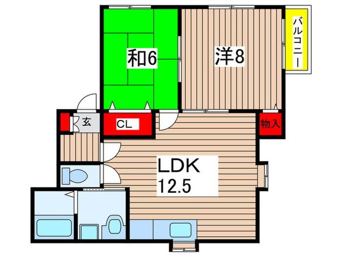 ウィンストン浜野(2LDK/2階)の間取り写真
