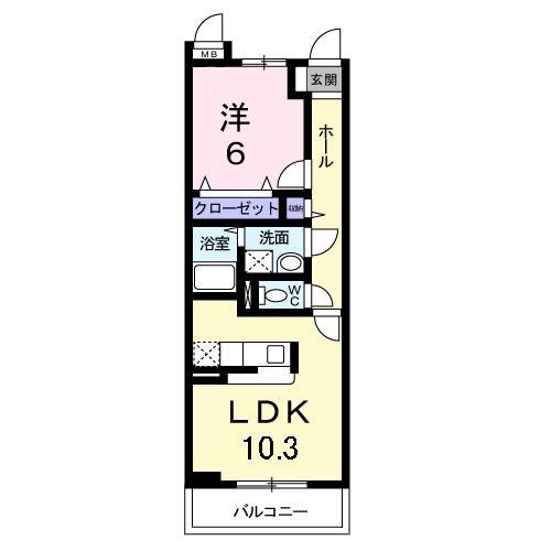 プラシード(1LDK/3階)の間取り写真