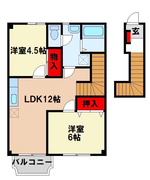 レジデンス和(2LDK/2階)の間取り写真