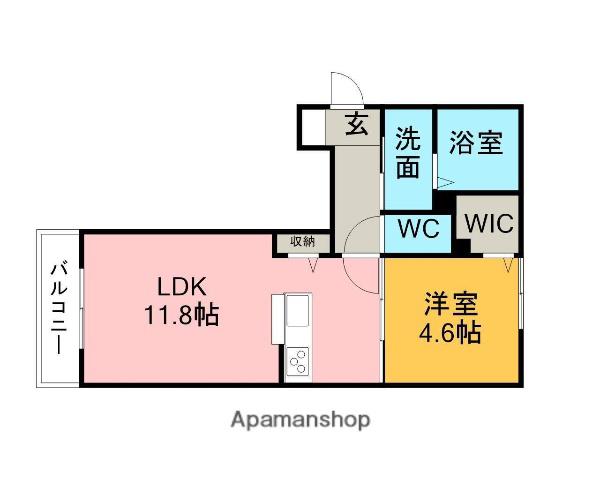 リビエ・アムール(1LDK/2階)の間取り写真