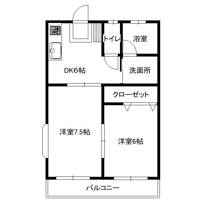 アルファ上余田VI(2DK/2階)の間取り写真