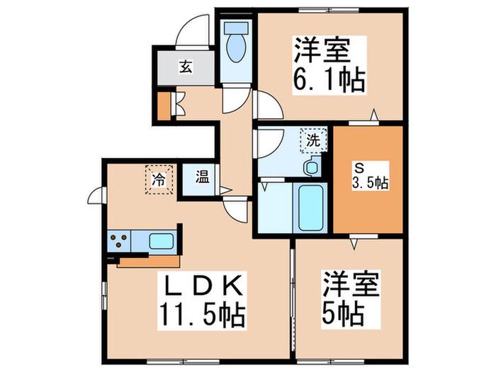 エクレール桜並木A(2SLDK/1階)の間取り写真