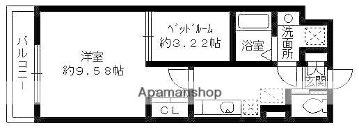 ラピスラズリ桜坂(1LDK/2階)の間取り写真