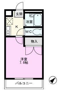 パレス185B(1K/2階)の間取り写真