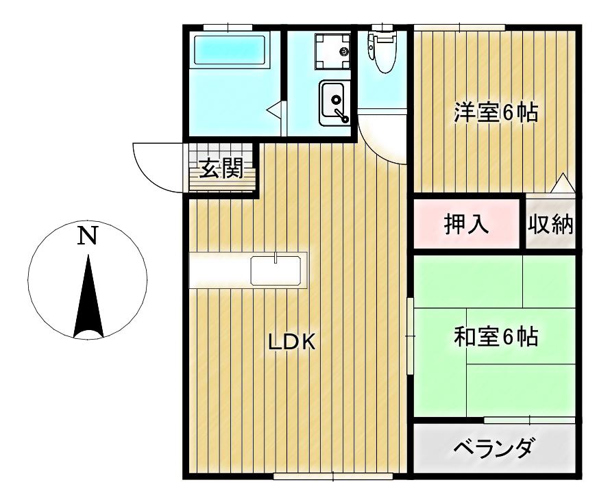 コーポ三島(2LDK/2階)の間取り写真