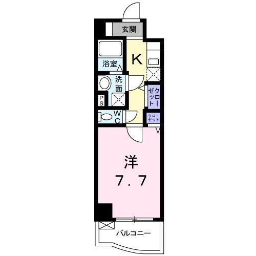 プラシード(1K/5階)の間取り写真