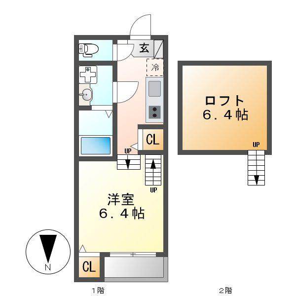 リブラ金山(1K/1階)の間取り写真