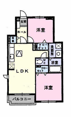 グランソレイユ(2LDK/1階)の間取り写真