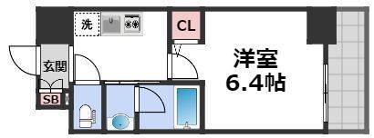グランエクラ大今里南(1K/5階)の間取り写真