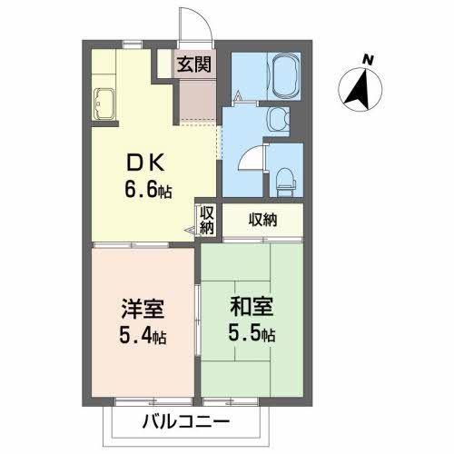 パレルージュA(2DK/2階)の間取り写真
