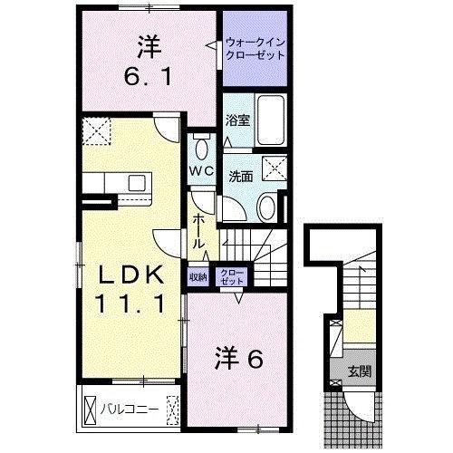 ラ・メゾン・エクランI(2LDK/2階)の間取り写真