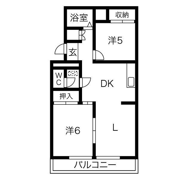 パラシオン城下(2LDK/1階)の間取り写真