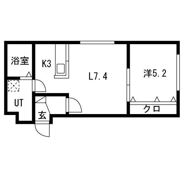 クレア白石(1LDK/2階)の間取り写真