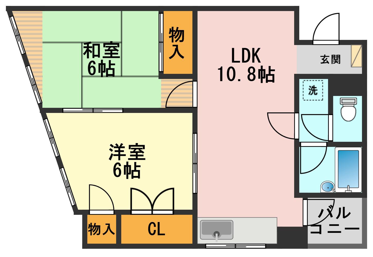 徳増第一ビル(2LDK/4階)の間取り写真