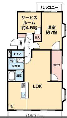 フローラ蜆塚II(2LDK/2階)の間取り写真