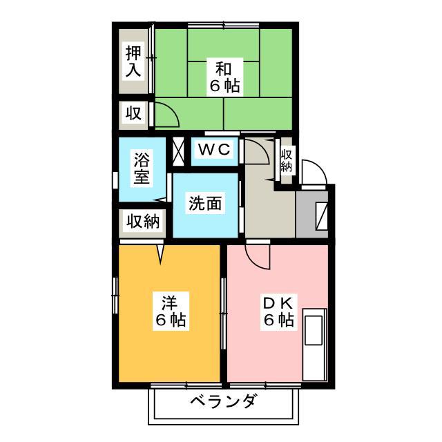 コーポ仲田 B(2DK/1階)の間取り写真