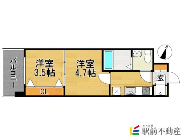 NO.54 WES-PROJECT博多駅(2K/2階)の間取り写真