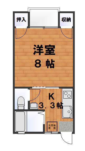 坂戸ハイツ(1K/1階)の間取り写真