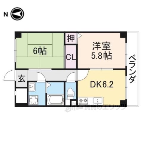 Mプラザ楠根参番館(2DK/5階)の間取り写真
