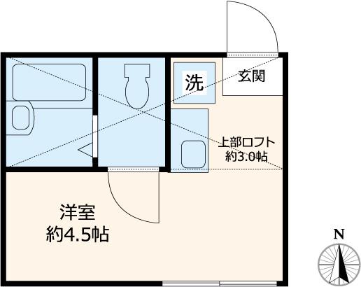 マハロテラス東向島(ワンルーム/1階)の間取り写真