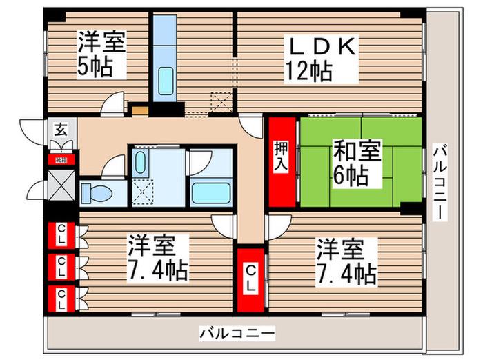 ヒルフォレスト南流山(4LDK/4階)の間取り写真