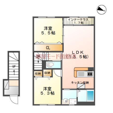 MONCHERIE PAIR(2LDK/2階)の間取り写真