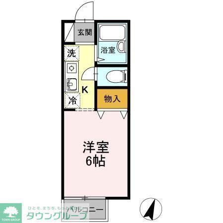 ドルフ北烏山D(1K/1階)の間取り写真