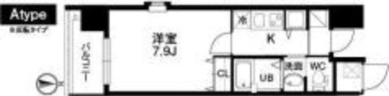 クラウンハイム北心斎橋フラワーコート(1K/2階)の間取り写真