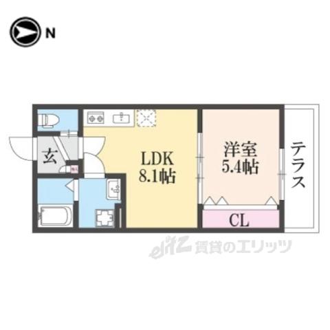 太平寺共同(1LDK/3階)の間取り写真