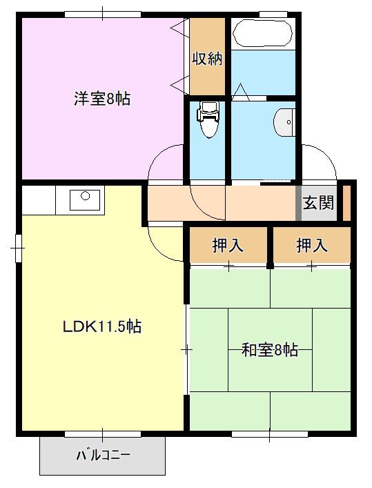クレーセルST(2LDK/2階)の間取り写真